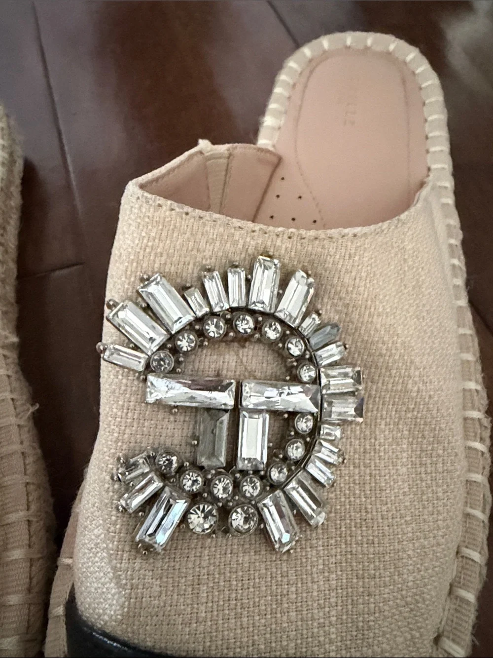 Gaelle Paris Embellished Espadrille Mules